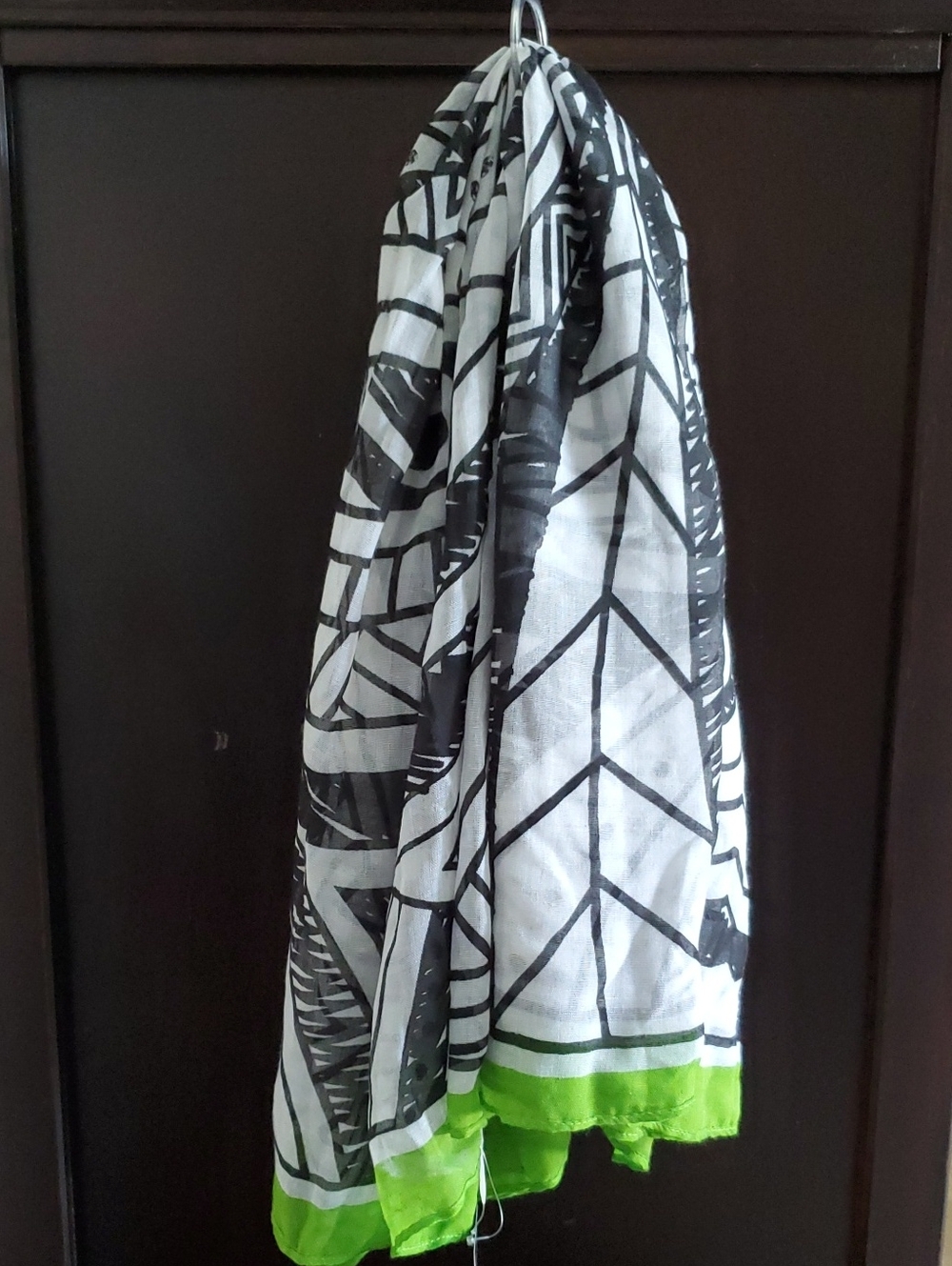ACE Black, White & Green Patterned Print  Scarf - NWT